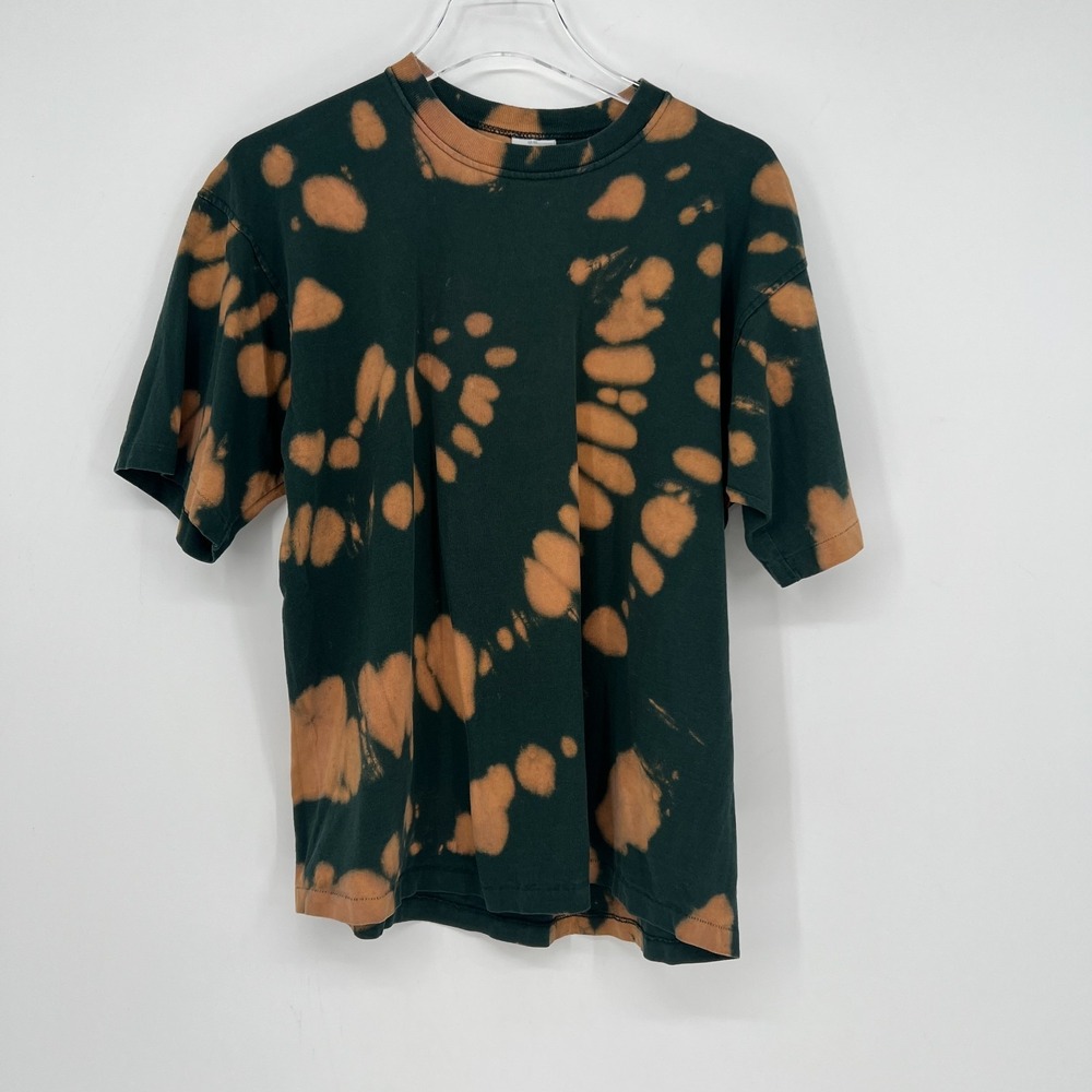 Vtg Gap T Shirt Unisex M Tie Dye Cotton Single Stitch USA Spiral Bleach Green